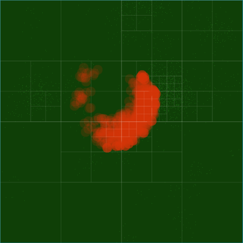 The quadtree overlaid unto the woud render.